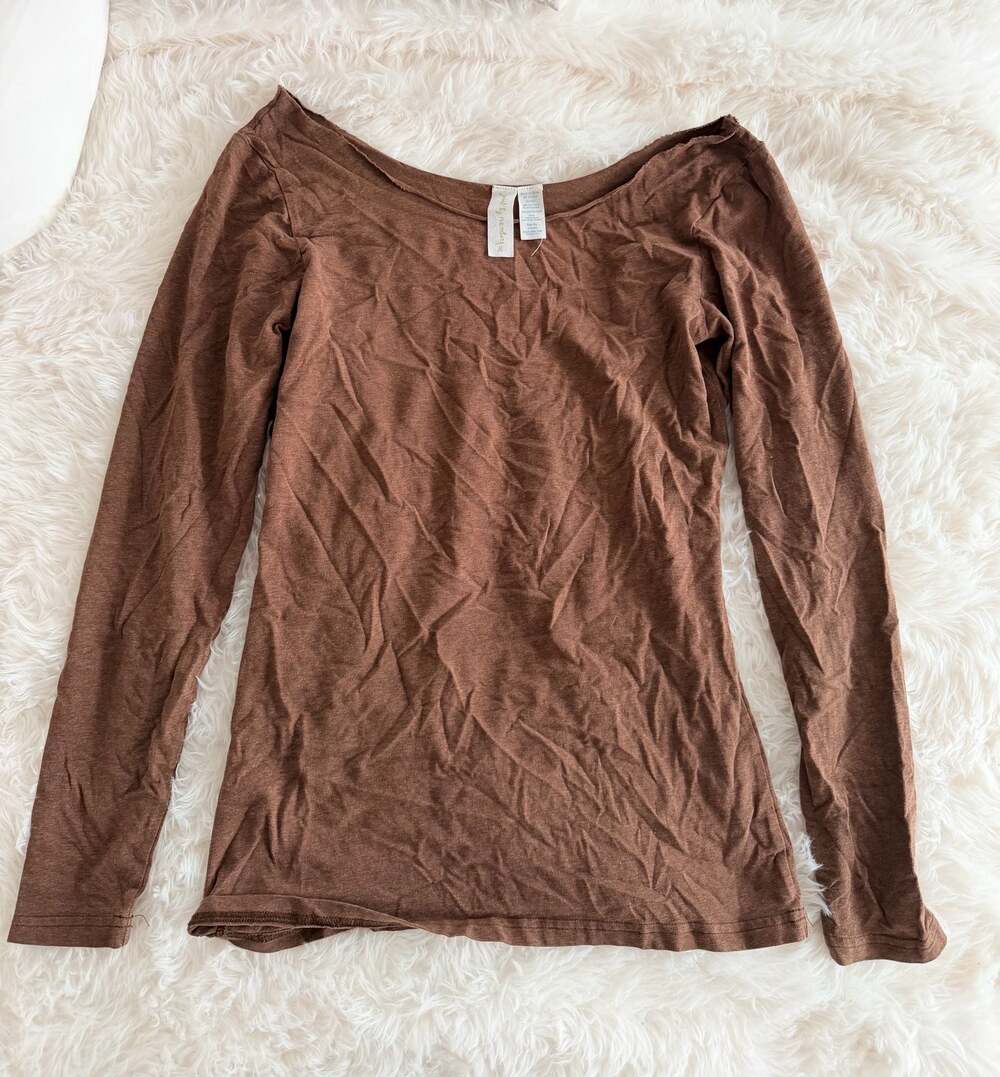 Matilda Jane Paint by Numbers Brown Wide Neck Long Sleeve Top Size M